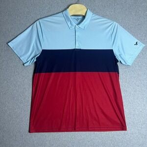 Golf America Men's Blue and Red Golf America Logo‎ Athletic Polo Shirt Size XL